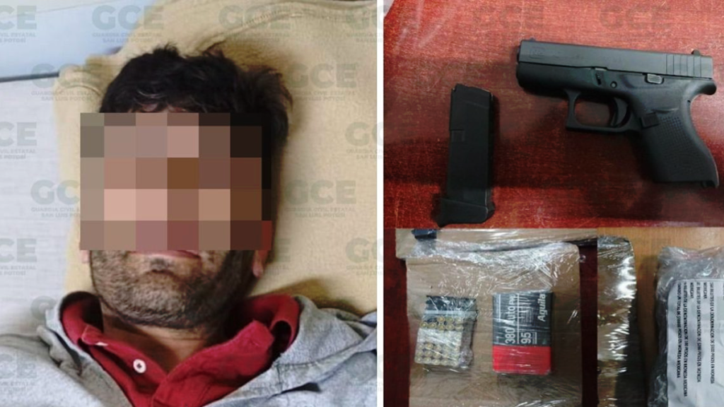 Detienen a sujeto con pistola, 39 cartuchos y casi 100 mil pesos en Soledad de Graciano Sánchez